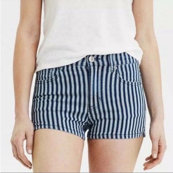 American Eagle Outfitters Pants - AEO Striped High Rise Shortie Shorts